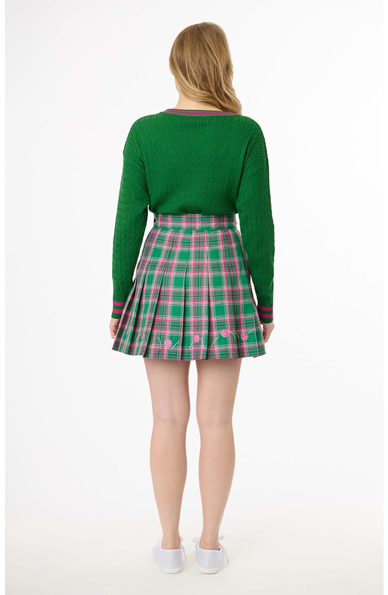 Smak Parlour Pleated Mini Skirt, Alternate, color, Green Plaid