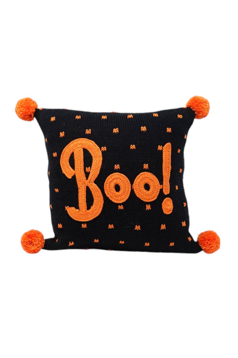 10" Boo Halloween Pillow, Main, color, Black and Orange