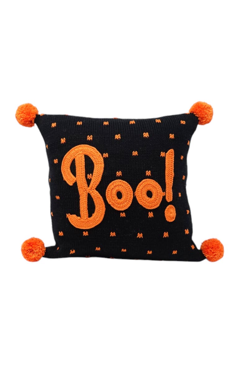 Melange Collection 10" Boo Halloween Pillow, Main, color, Black And Orange