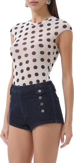 Nina Print Cap Sleeve Mesh Top