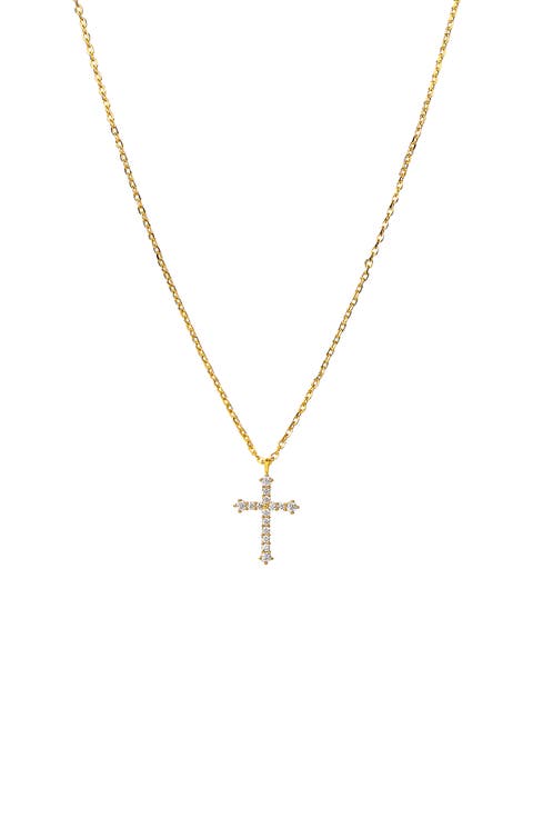 14k Gold Plated Lisette Crystal Cross Necklace Holiday Gift Guide