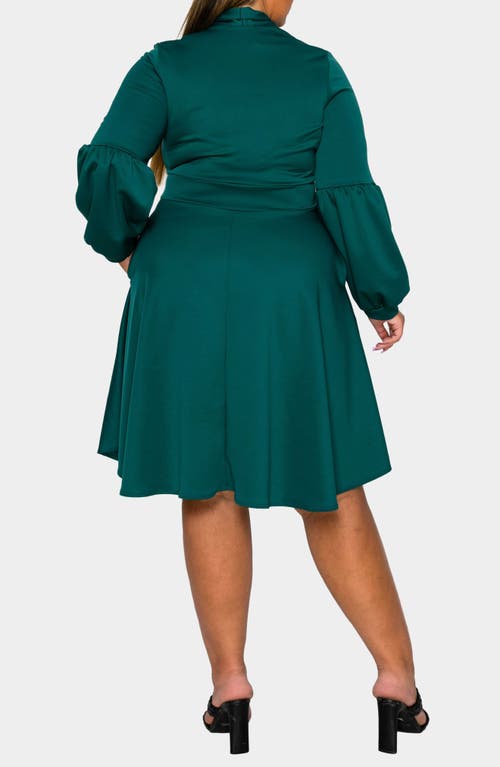 L I V D Bekah Long Sleeve Fit & Flare Dress In Green