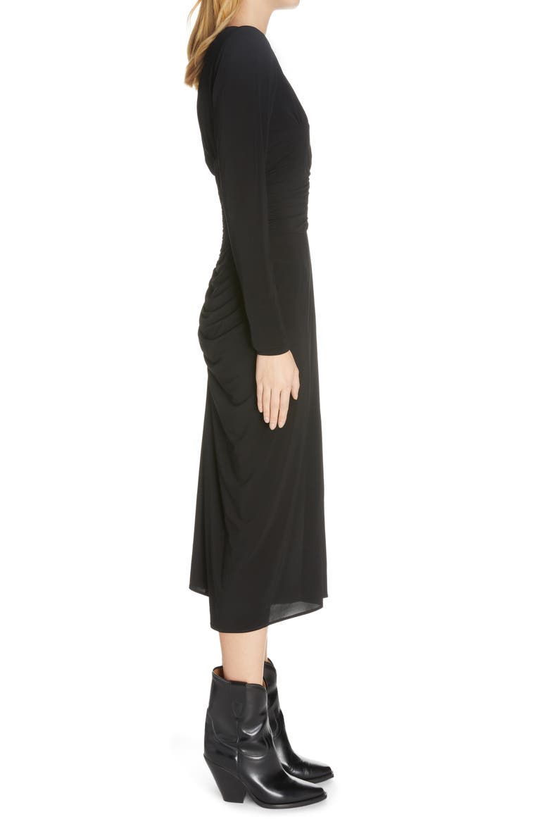 Jinelima Keyhole Long Sleeve Midi Dress, Alternate, color, BLACK