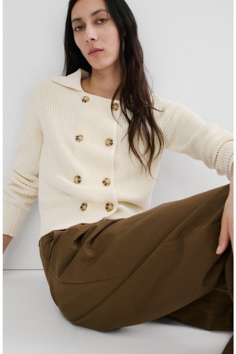 Double Breasted Cotton Cardigan, Alternate, color, ECRU