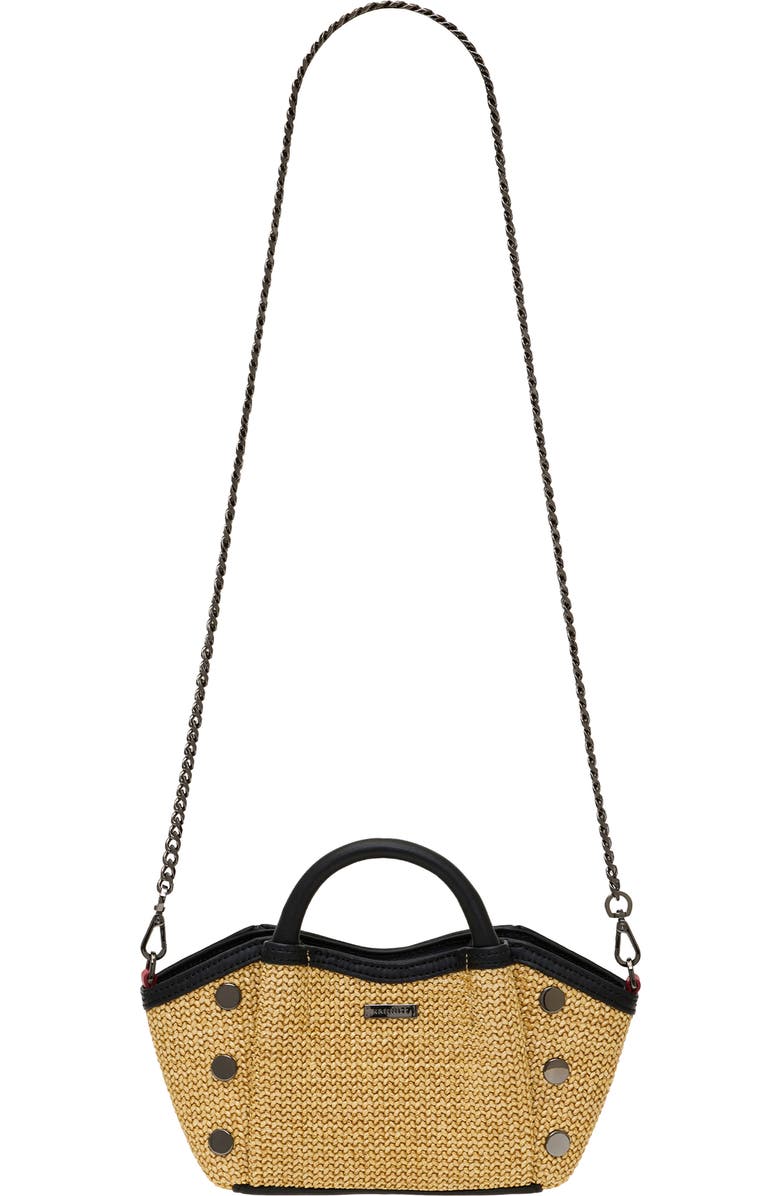 HAMMITT Mini Paul Leather Top Handle Bag, Alternate, color, Noir Smooth Raffia/ Gunmetal