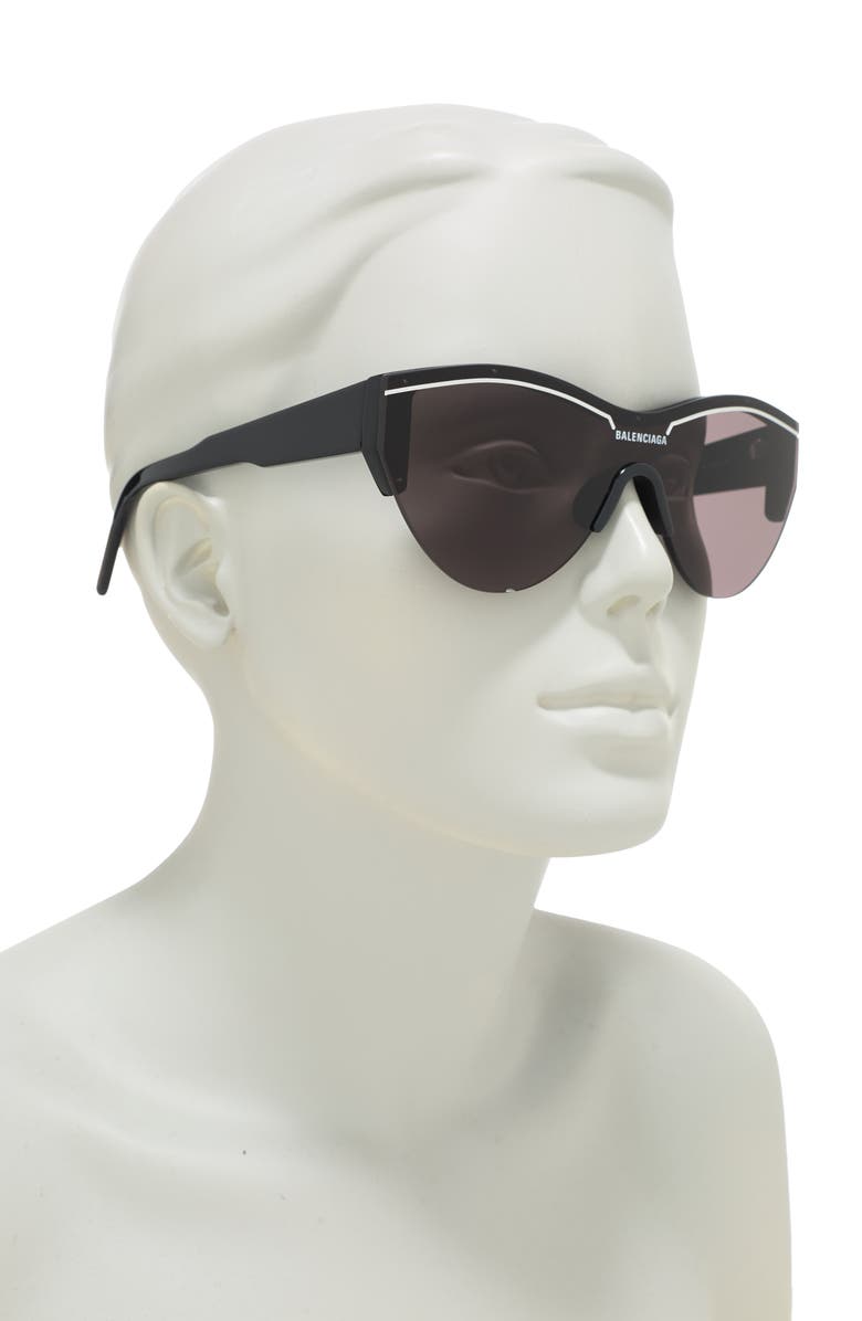 Balenciaga 99mm Shield Sunglasses, Alternate, color, Black Grey