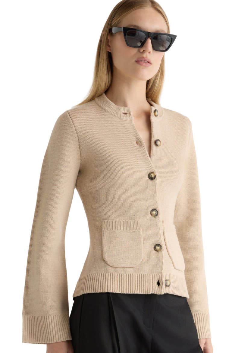 Eames Cotton Wool Button Cardigan, Alternate, color, Black