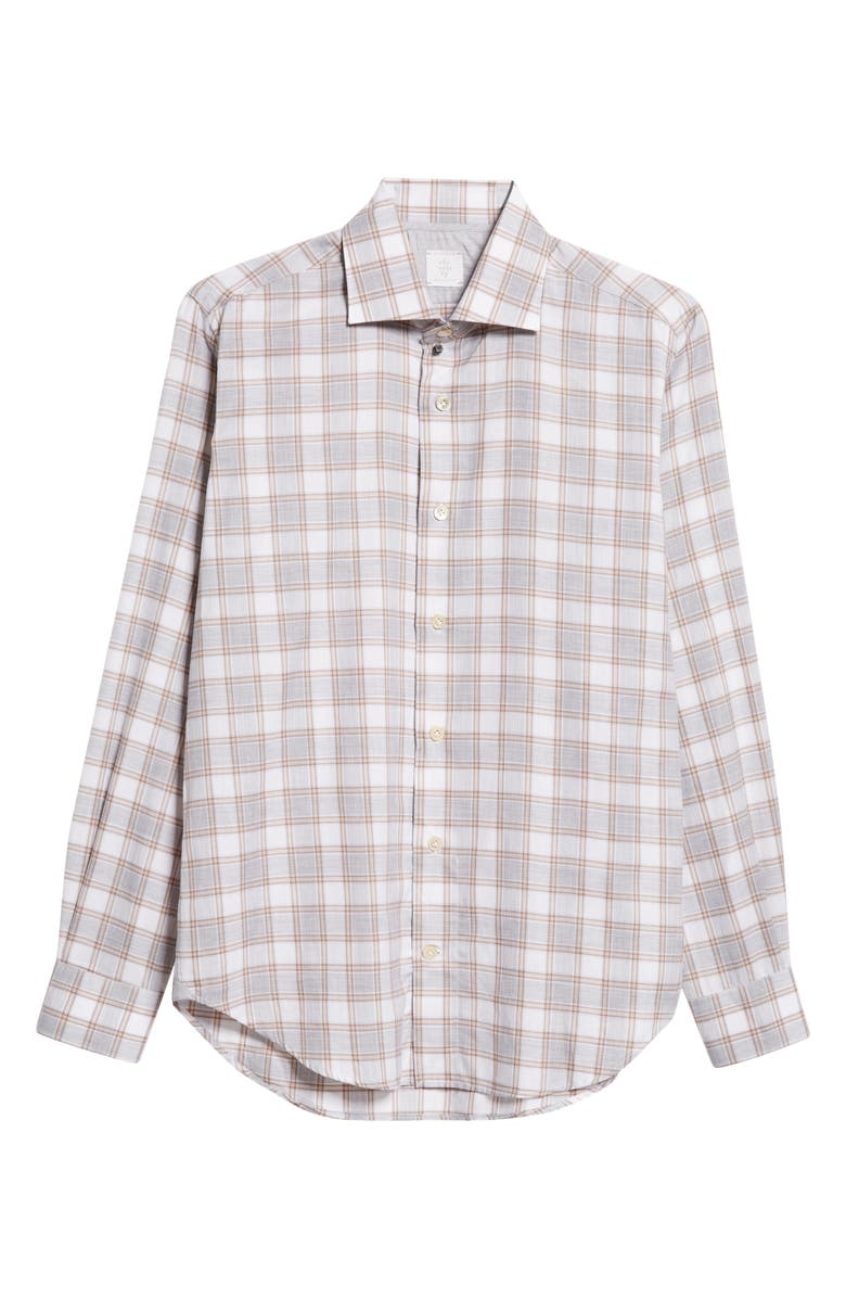 Eleventy Plaid Cotton Flannel Button-Up Shirt, Alternate, color, 
