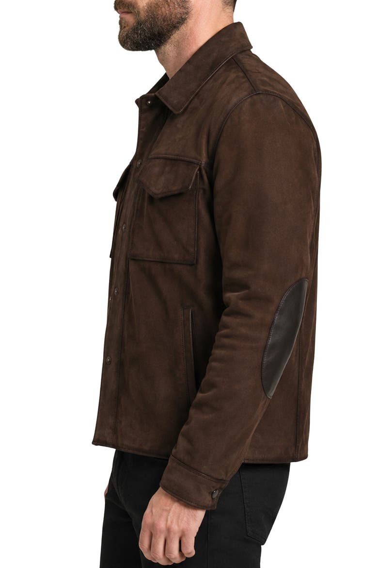 Leather Shacket, Alternate, color, DARK BROWN