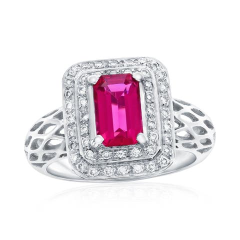 18K Gold 1ct Tourmaline & 0.5cttw Diamond Ring