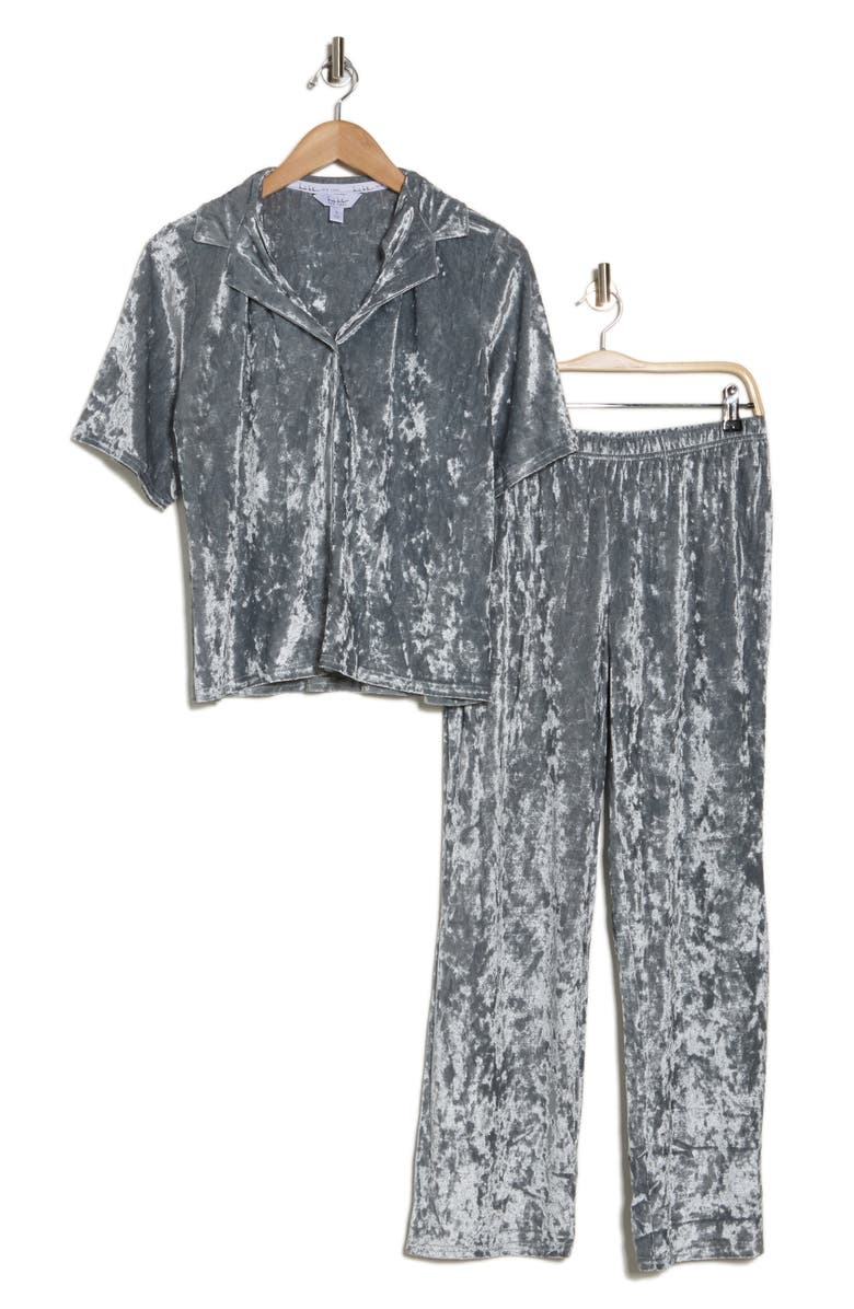 Nicole Miller Crushed Velvet Short Sleeve Top & Pants Pajamas, Alternate, color, 