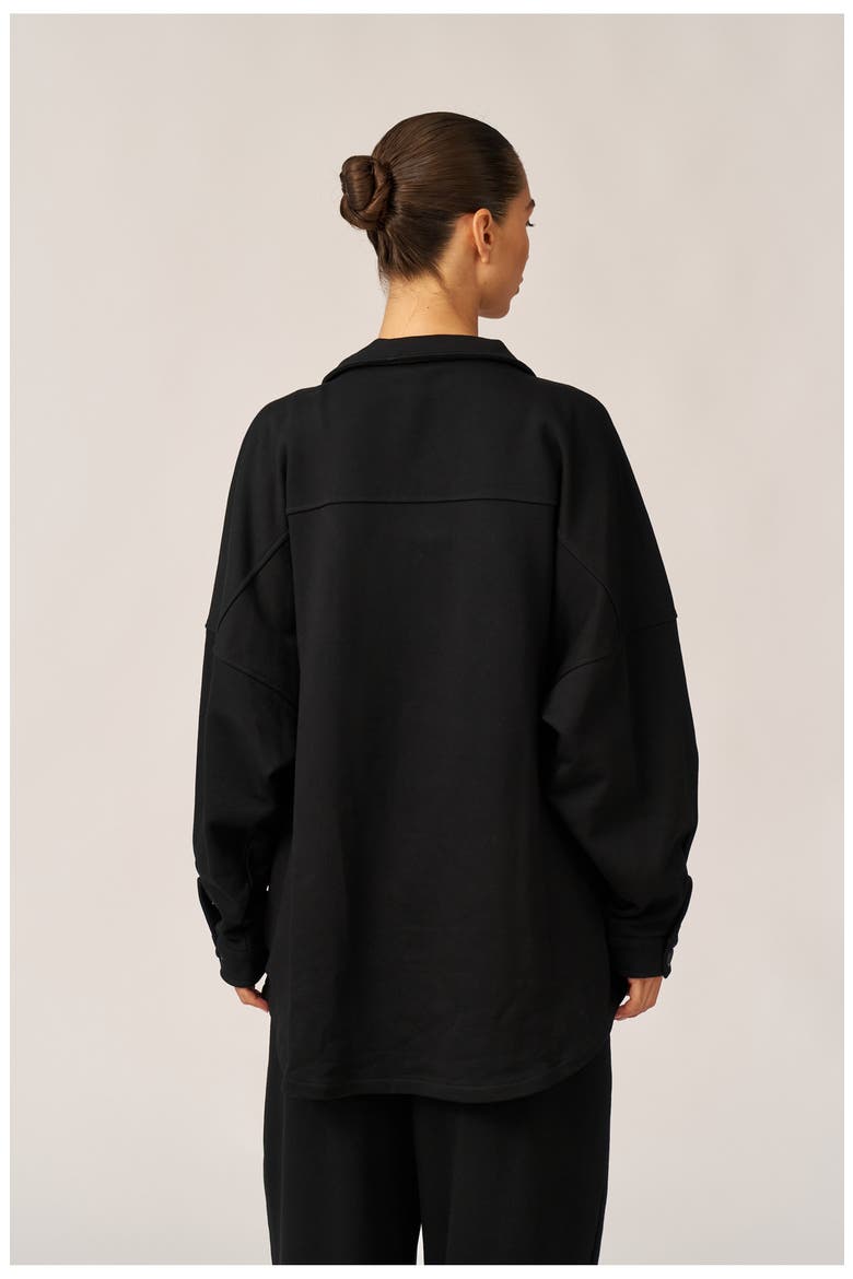 Cozy Coast Airport Button Up Shacket, Alternate, color, Black