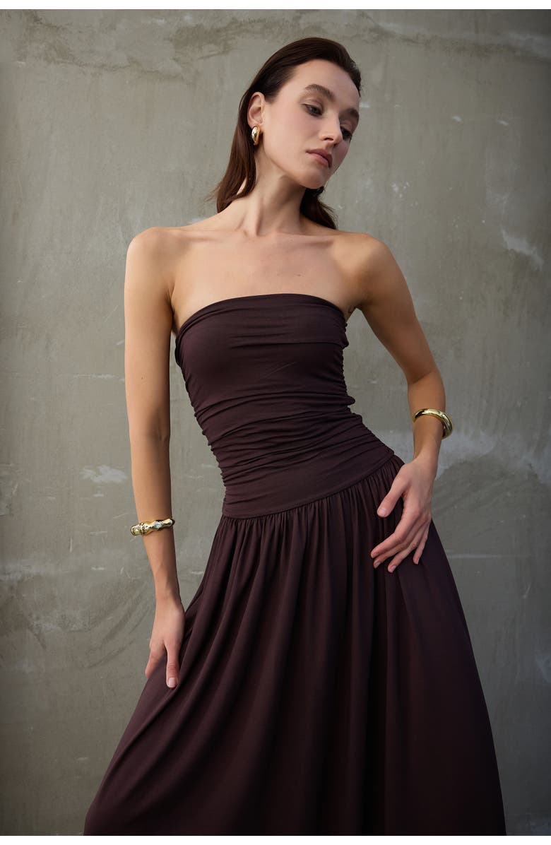 Monlicia Aluna Strapless Maxi Dress, Alternate, color, Brown