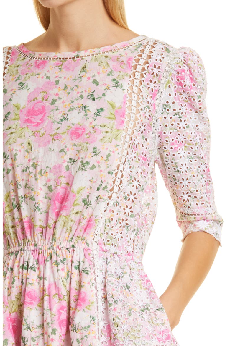 Novalie Floral Fit & Flare Minidress, Alternate, color, MAGENTA FLOWER FIELDS