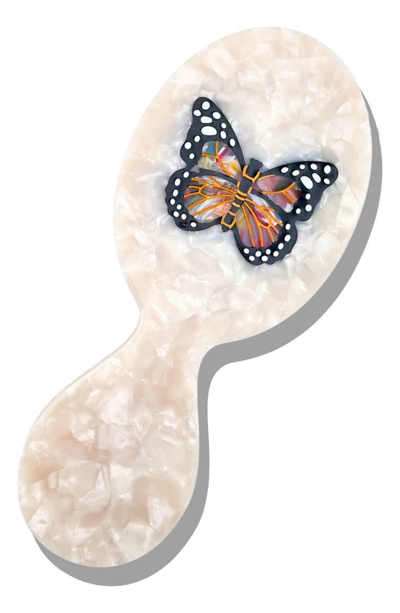 Solar Eclipse Monarch Butterfly Brush, Jaw Clip & Mirror Set, Alternate, color, Ivory Monarch