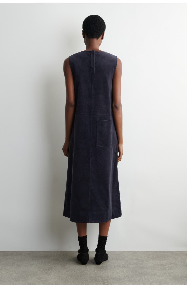 COS A-Line Corduroy Midi Dress, Alternate, color, Navy