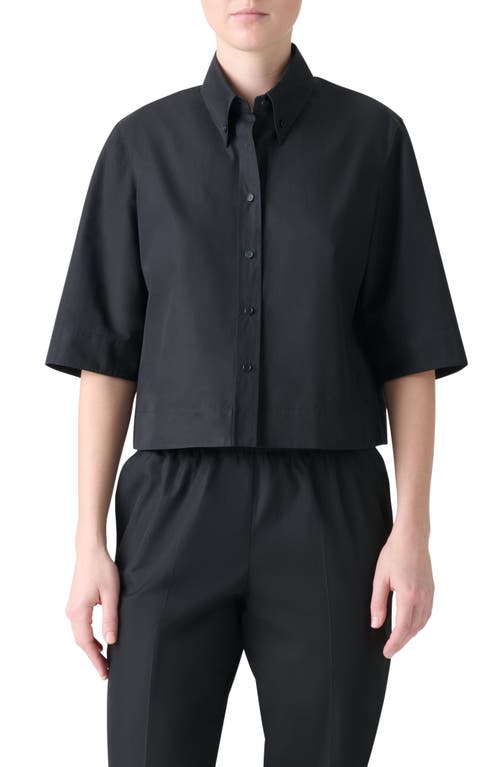 Akris Punto Cotton Poplin Crop Button-down Shirt In Black