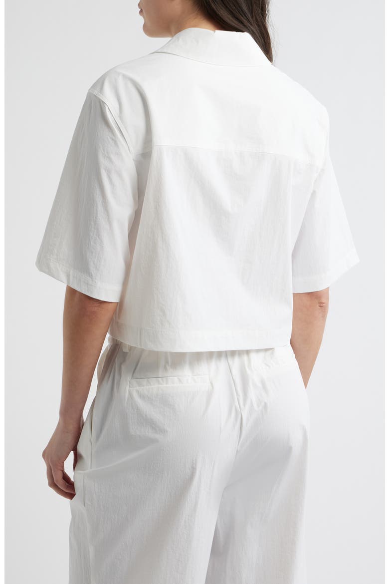 Crop Button-Up Shirt, Alternate, color, BRIGHT WHITE