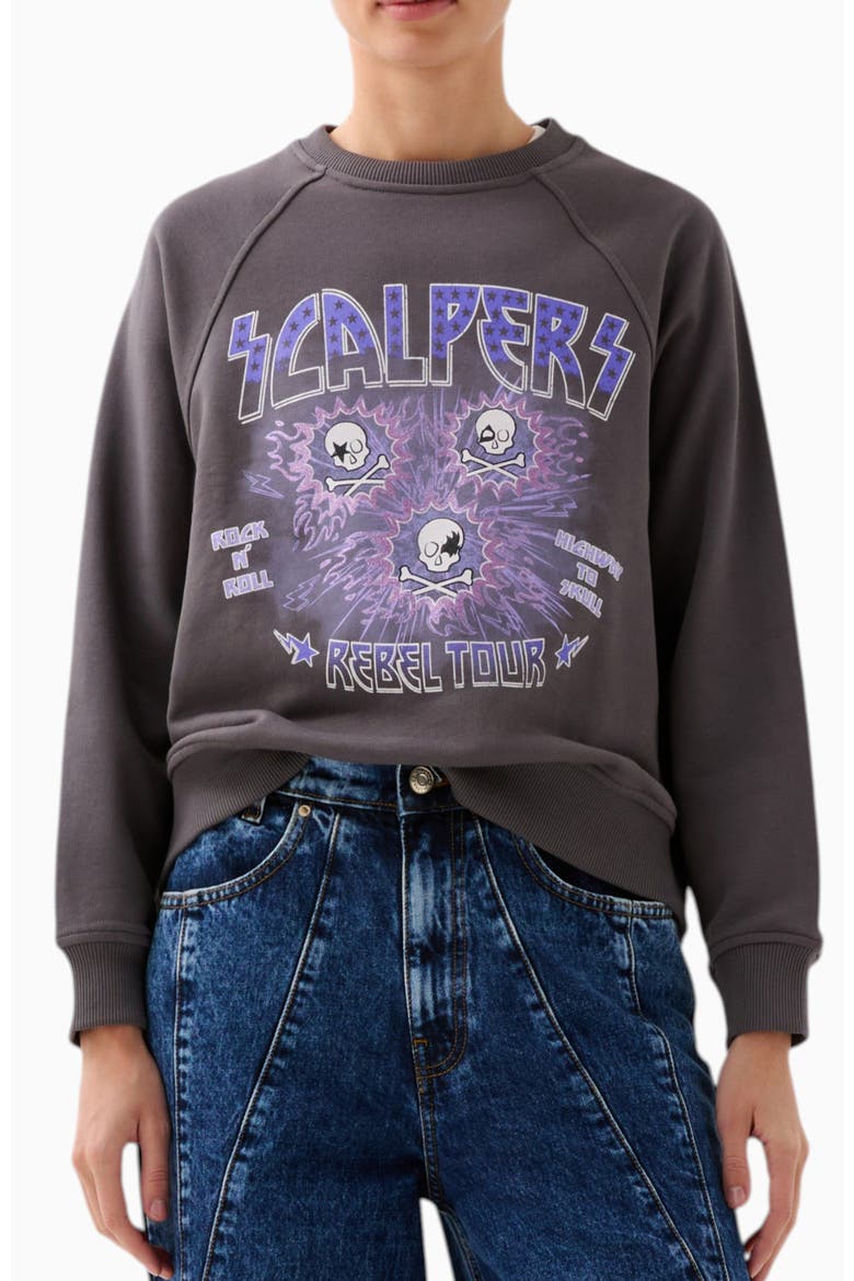 Kiss Skull Sweater, Main, color, Grey