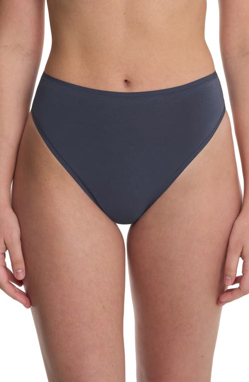 Natori Bliss Bare Cotton High Cut Briefs In Blue