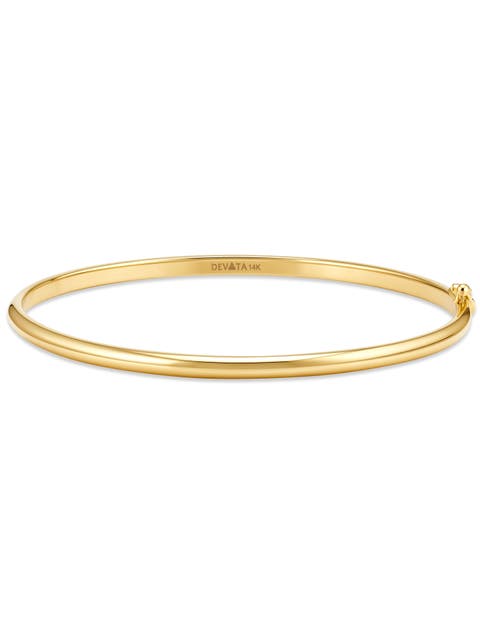 3mm Classic Oval Bangle Bracelet in 14k Gold