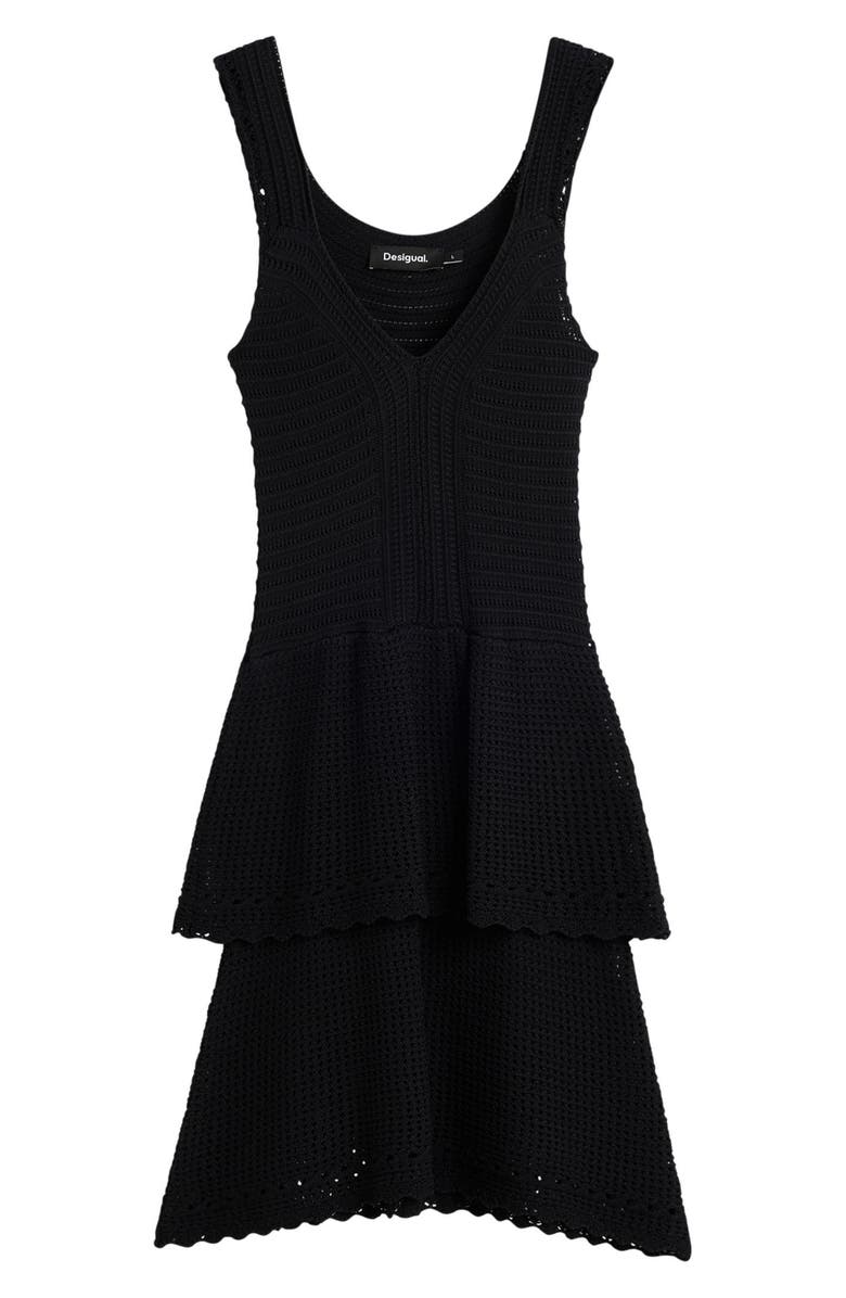 Desigual Pointelle Knit Minidress, Alternate, color, Black