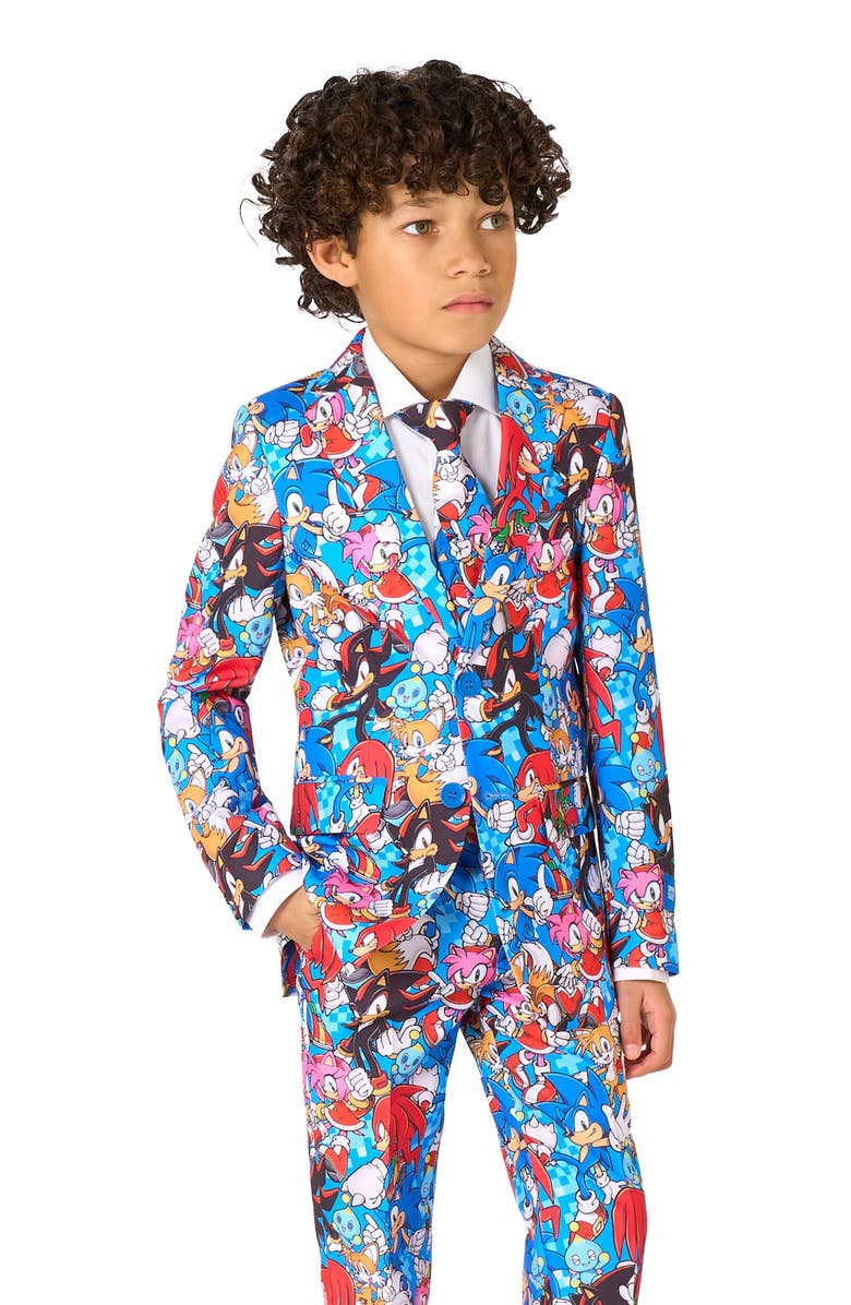 OppoSuits Kids' Sonic the Hedgehog<sup>™</sup> Two-Piece Suit & Tie Set, Alternate, color, Blue Multi