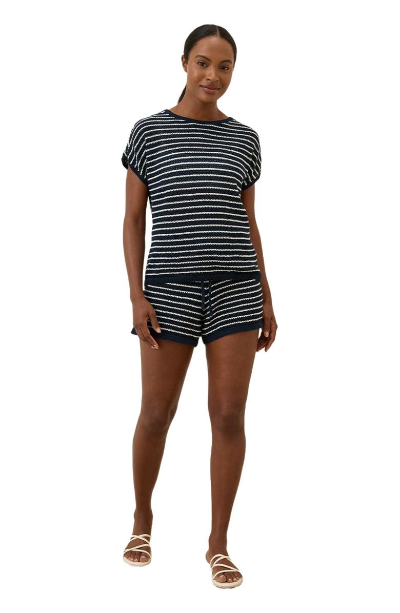 Pact Beachside Linen Crochet Short Made with Organic Cotton, Main, color, Capri Stripe