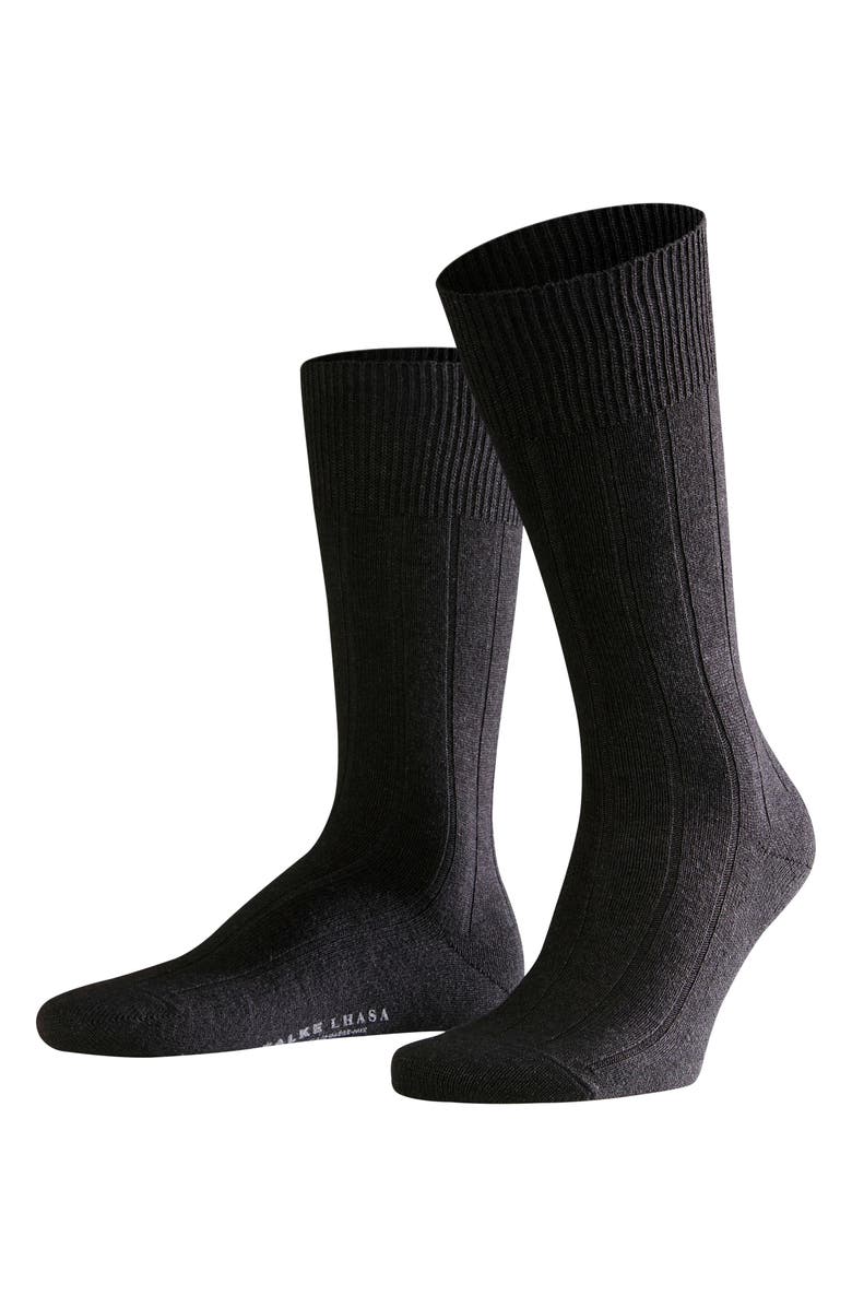 Falke Lhasa Wool & Cashmere Dress Socks, Main, color, Black
