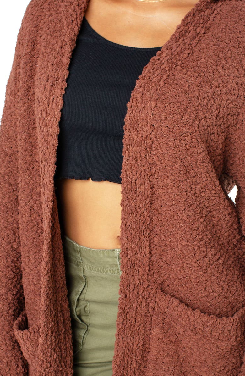 Roxy Weekend Retreat Bouclé Cardigan, Alternate, color, Russet