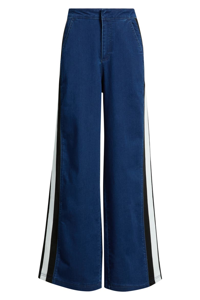 Athletic Stripe High Waist Relaxed Wide Leg Jeans, Alternate, color, INDIGO
