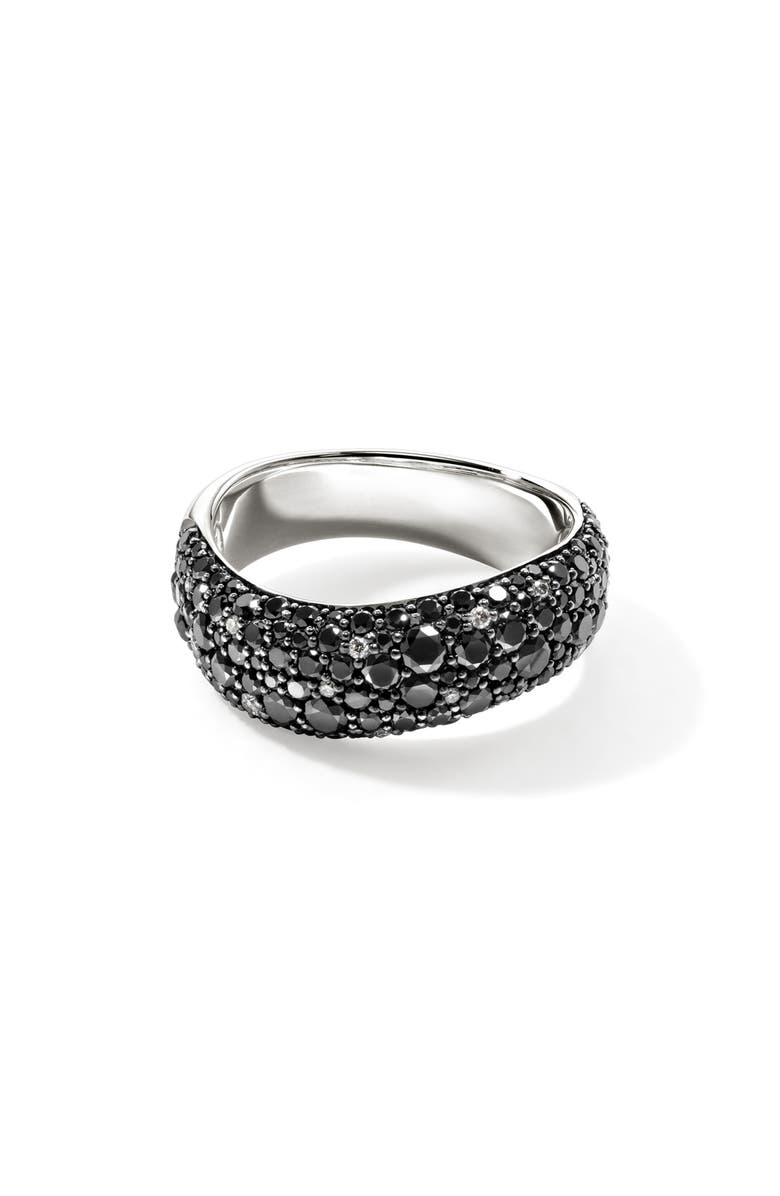John Hardy Surf Ring, Sterling Silver, Black Sand Diamond Pavé, 8mm, Alternate, color, 