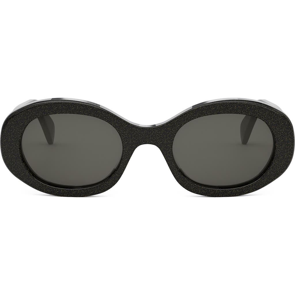 Celine Triomphe Logo Oval Acetate Sunglasses In Black