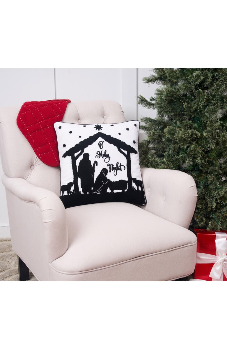 C&F Home "O Holy Night" Christmas Nativity Scene Cotton Blend Tufted Accent Throw Pillow 18" x 18", Alternate, color, 