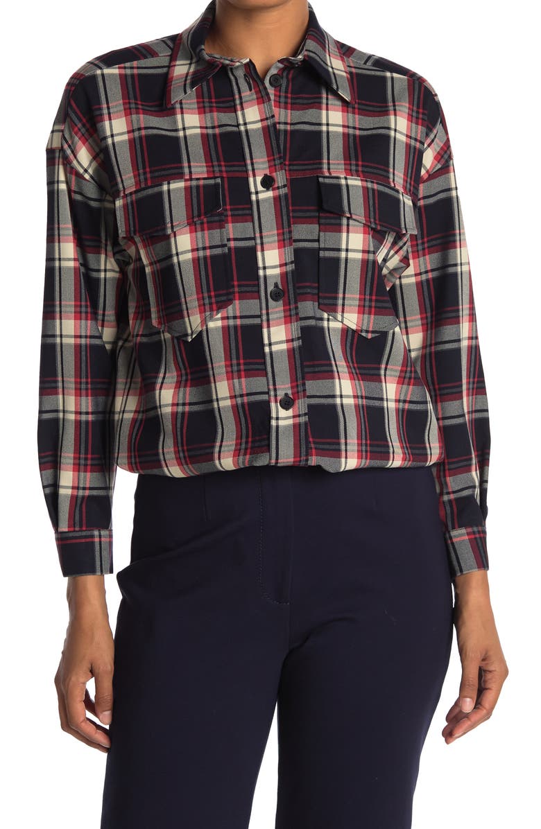maje 119 Calo Plaid Blouse, Main, color, 