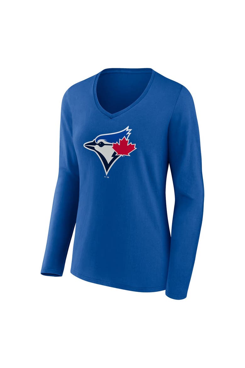 Women's Fanatics Branded Royal Toronto Blue Jays Official Logo V-Neck Long Sleeve T-Shirt, Alternate, color, Royal