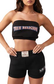 True Religion Puff Print Fleece Bandeau Top