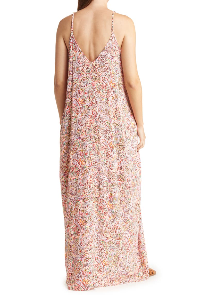 Printed Gauze Maxi Dress, Alternate, color, NATURAL/ RED
