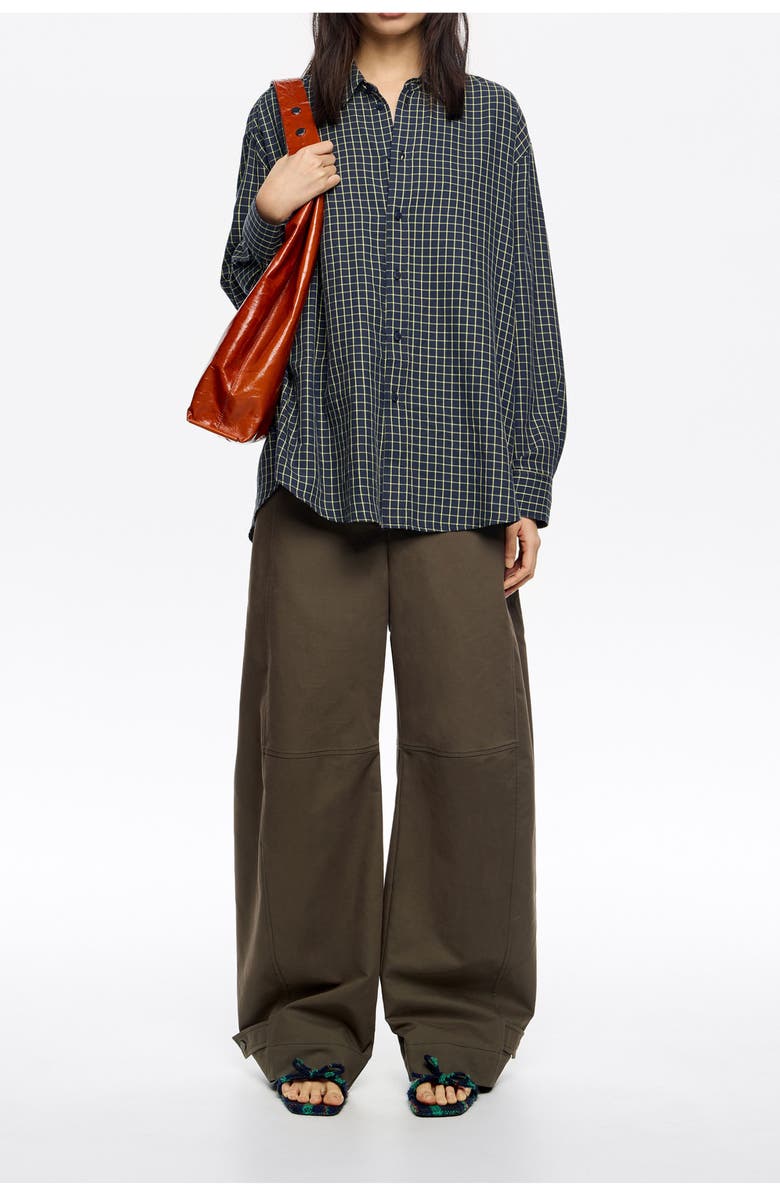 Bimba y Lola Checked Cotton Shirt, Alternate, color, Navy