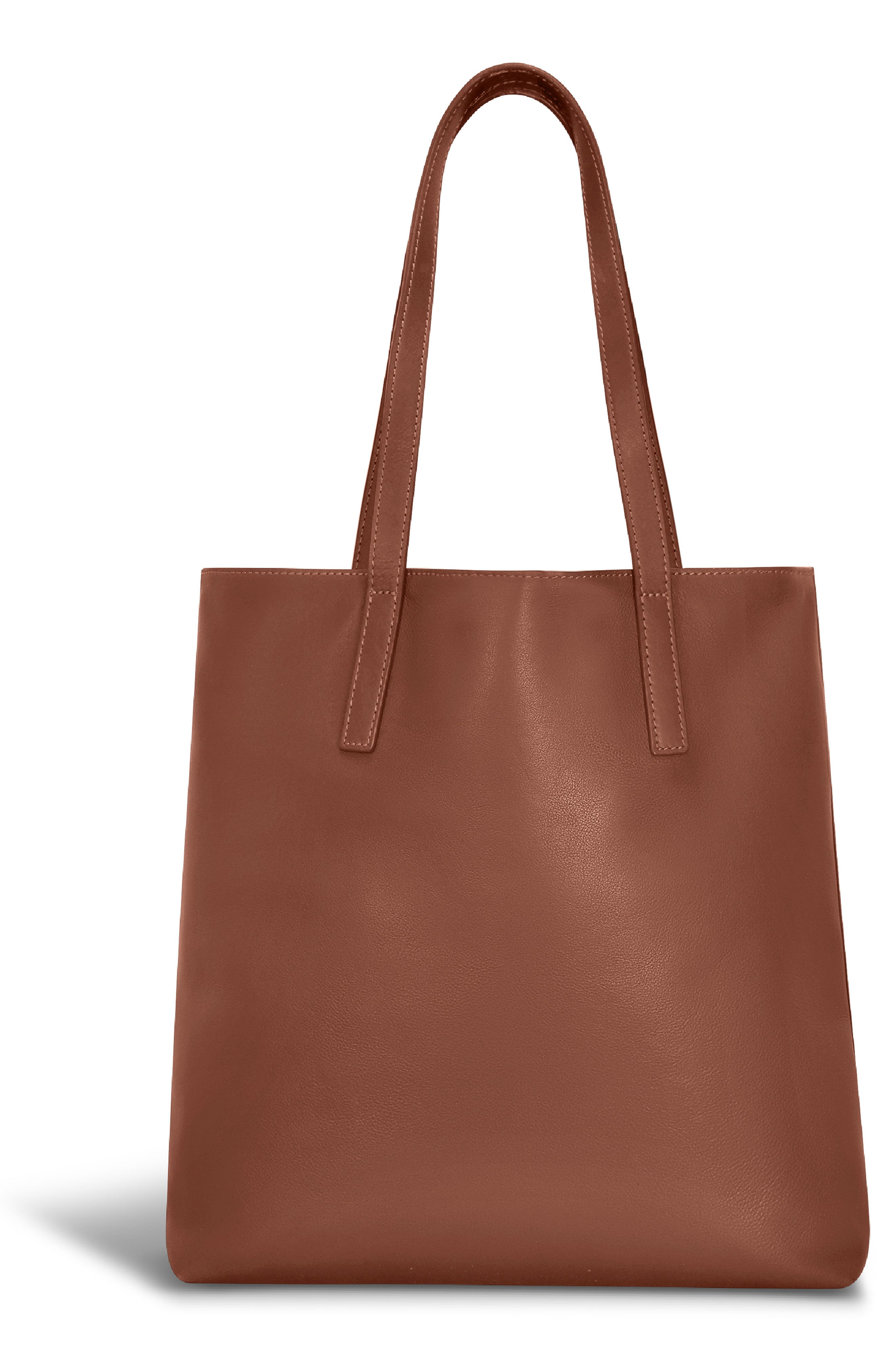 Onyx Leather Vertical Tote, Alternate, color, BROWN