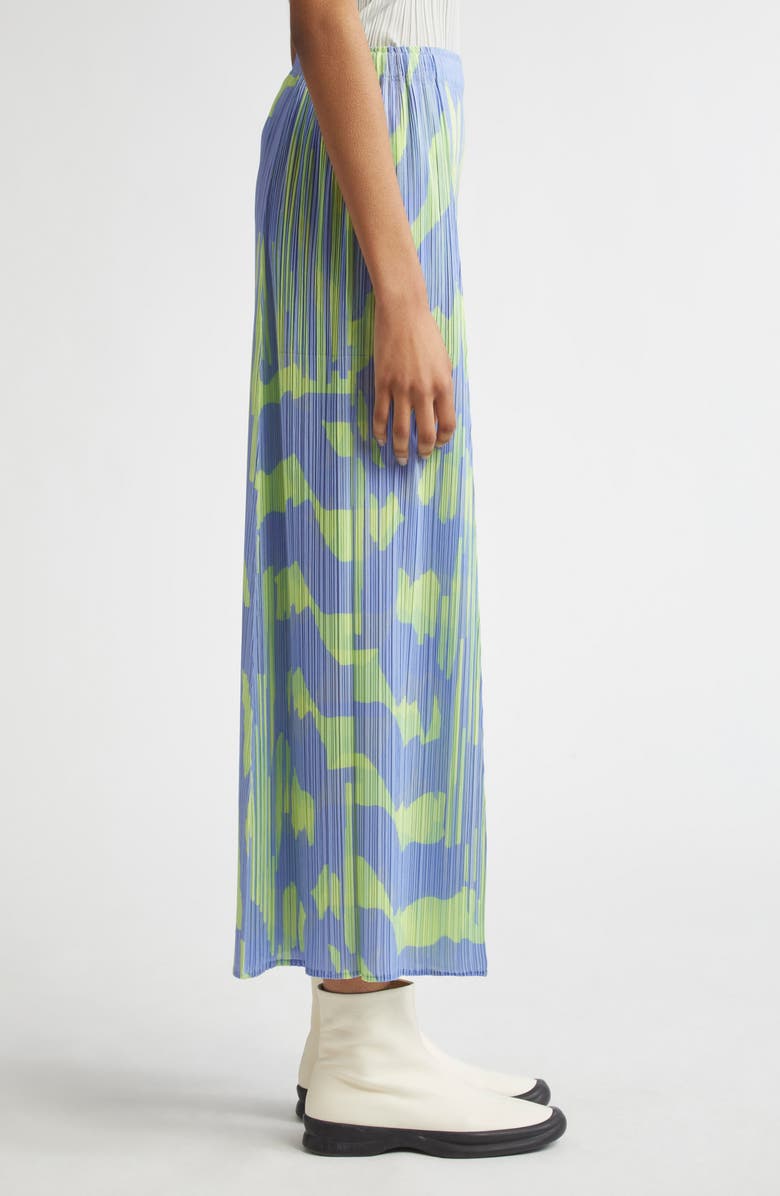 Pleats Please Issey Miyake Refraction Print Pleated Crop Wide Leg Pants, Alternate, color, Light Blue