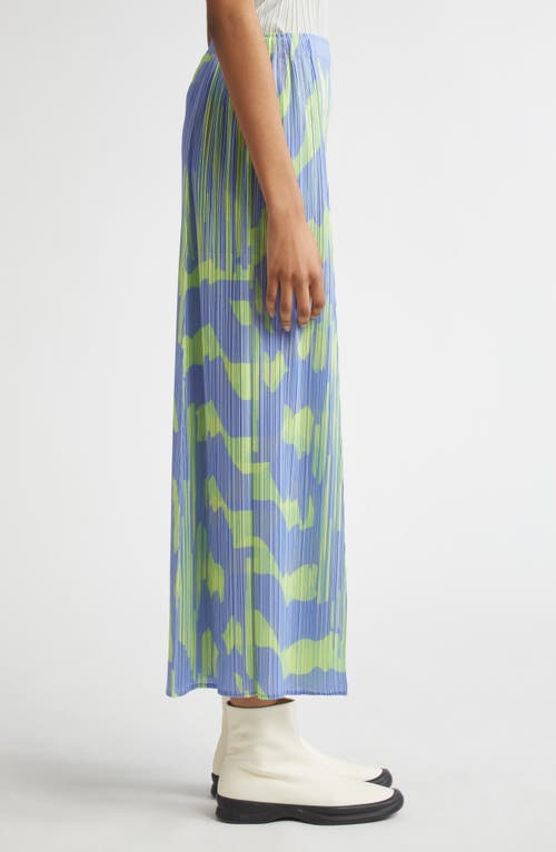 Shop Issey Miyake Pleats Please Refraction Print Pleated Crop Wide Leg Pants In Light Blue