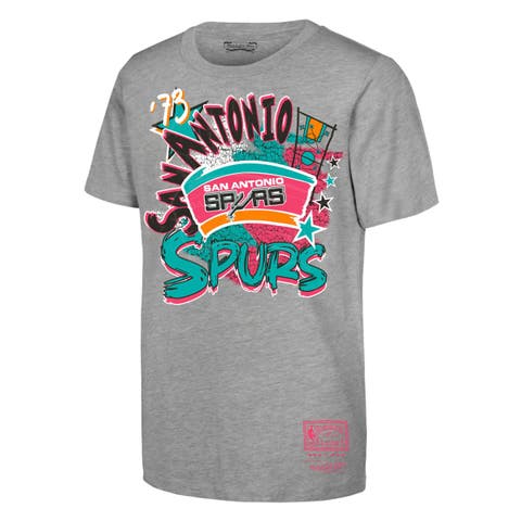 Youth Mitchell & Ness  Heather Gray San Antonio Spurs Hardwood Classics Play by Play T-Shirt