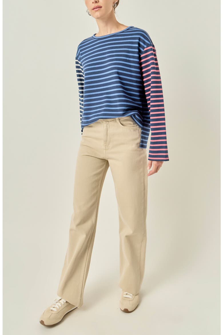 Mixed Stripe Top, Alternate, color, NAVY MULTI