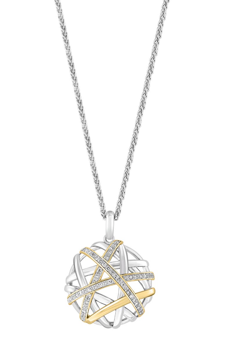 Sterling Silver Diamond Necklace - 0.25" ctw, Main, color, WHITE