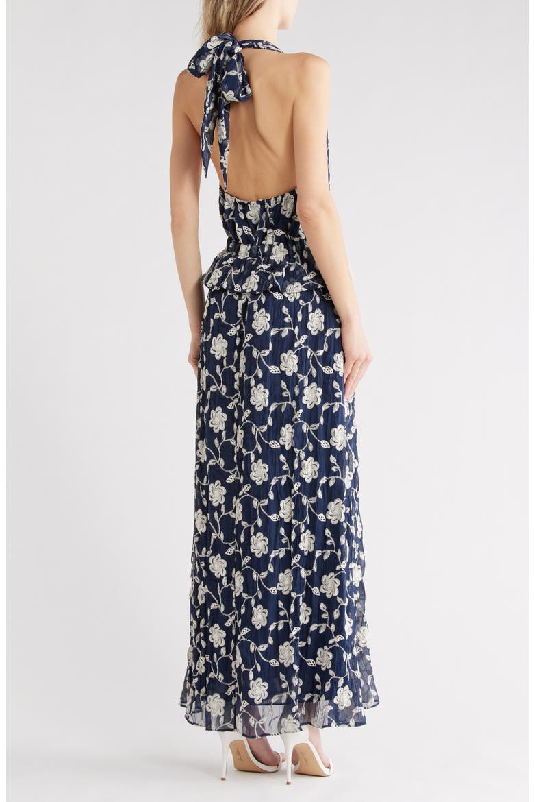 Lily Genevieve Maxi Halter Dress, Alternate, color, SPRING NAVY LILY