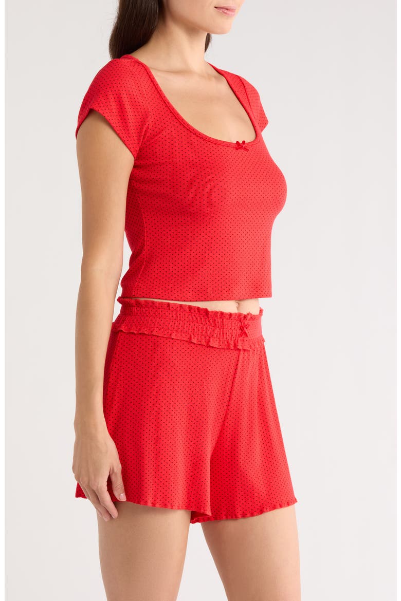 Print Short Sleeve Pajama Top, Alternate, color, SCARLETT DOT