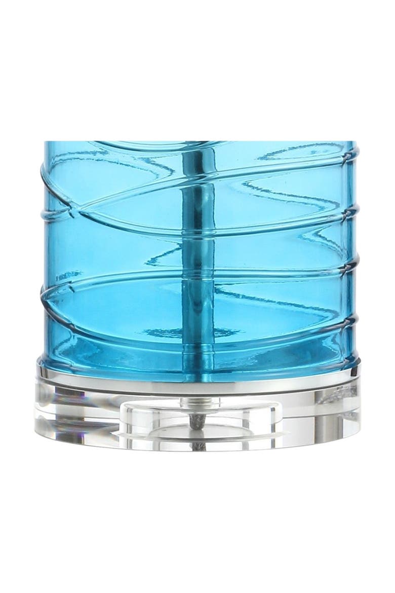 Cole 27.5" Modern Fused Glass Cylinder LED Table Lamp, Alternate, color, Turquoise