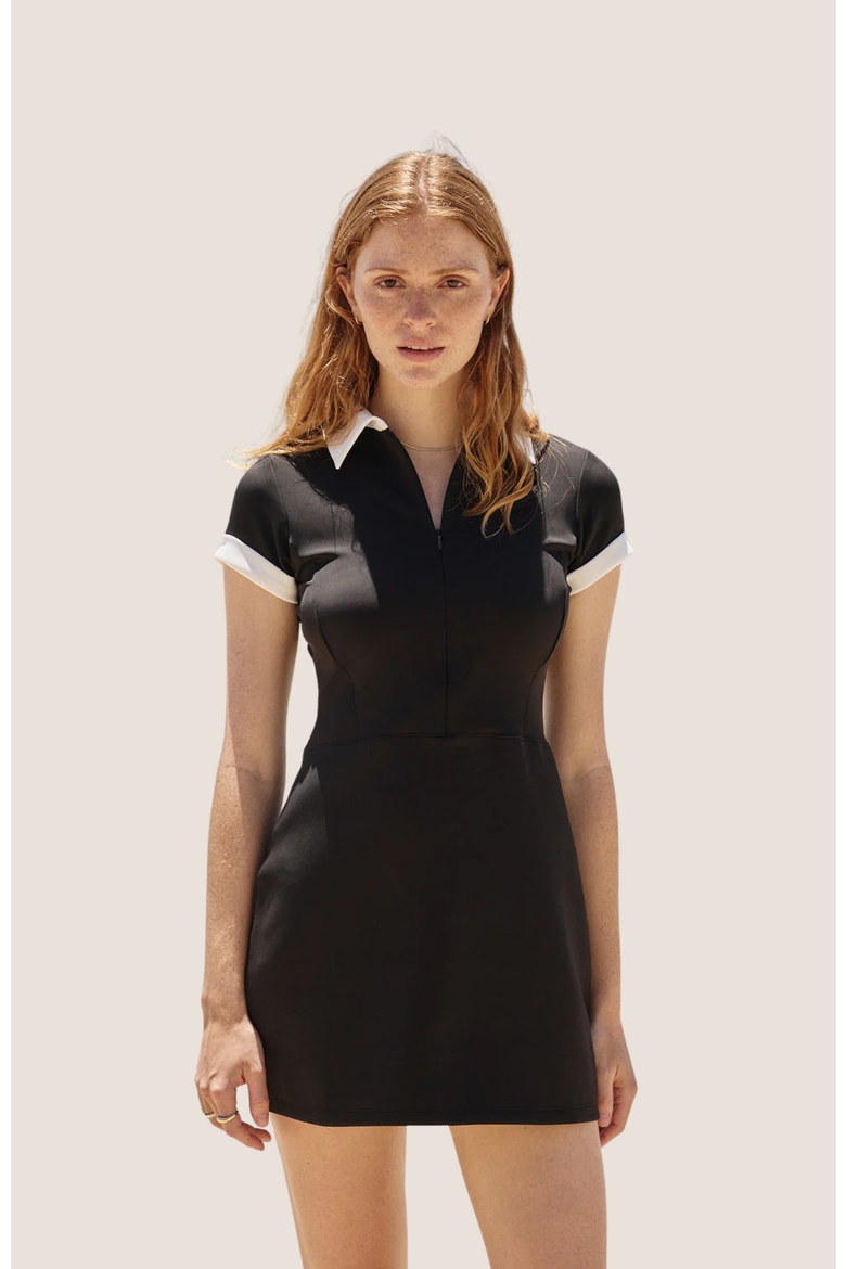 Contrast Collar Dress, Alternate, color, black