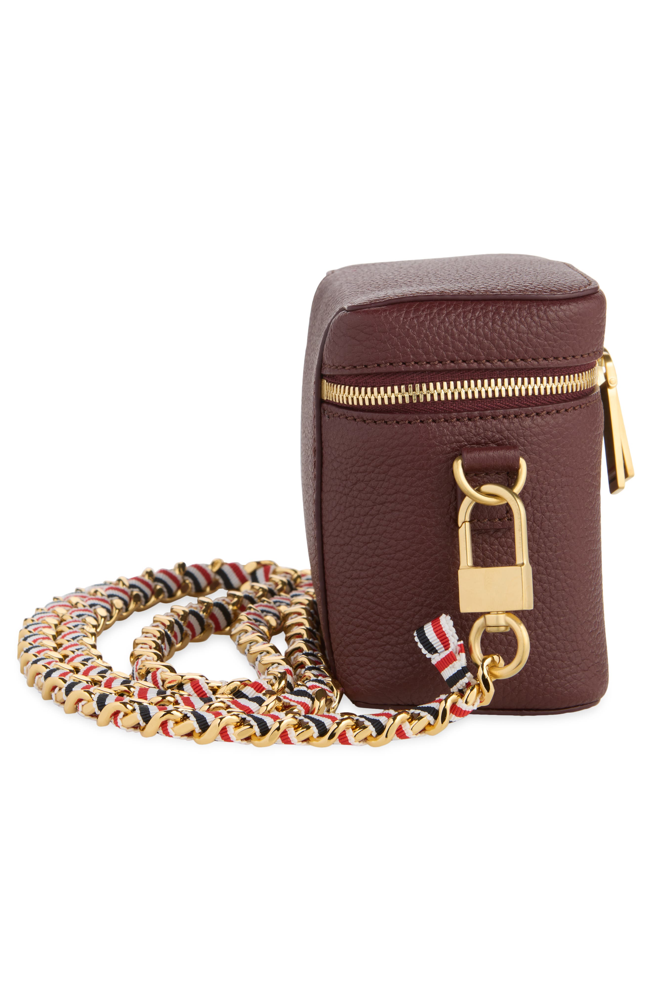 Box Leather Crossbody Pouch, Alternate, color, DARK BURGUNDY